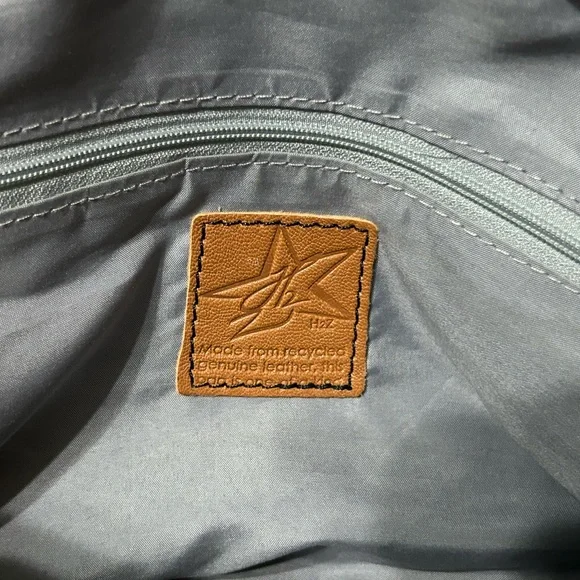 Woven Tan, Black & grey Recycled genuine leather Women's purse - Picture 3 of 9